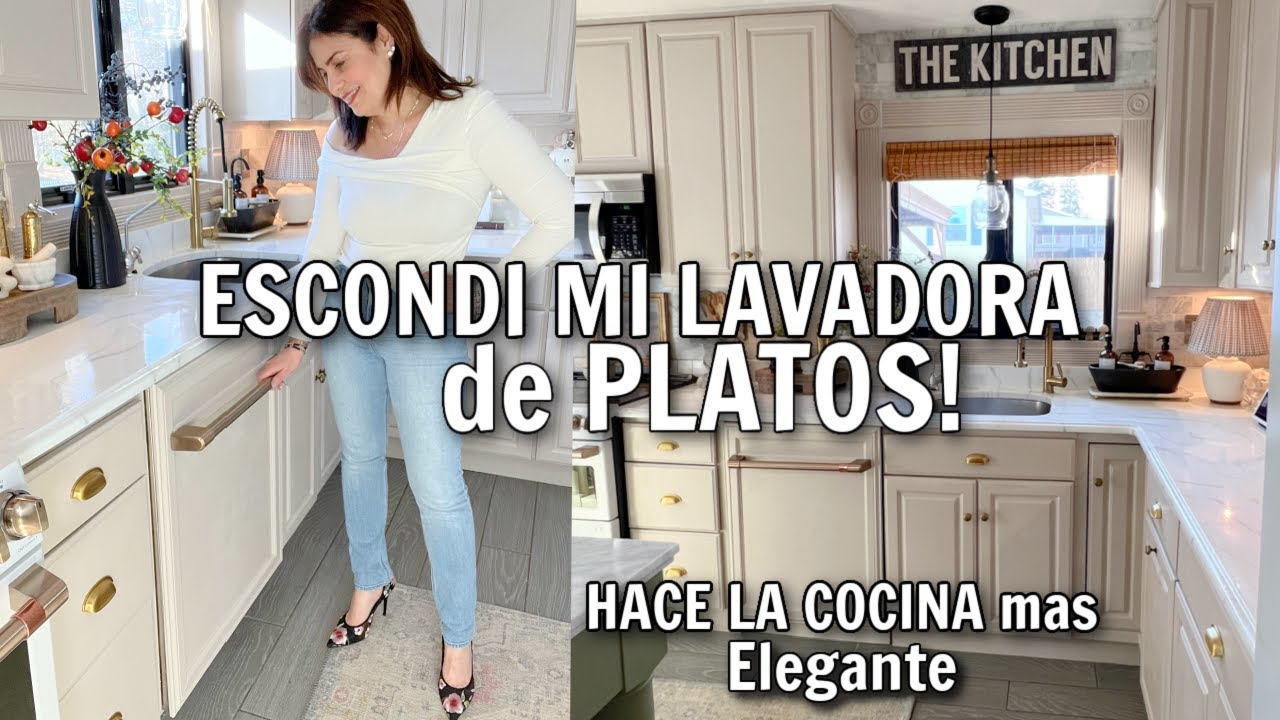 MODERNA REMODELACION A MI COCINA ! ✨ CUBRIENDO EL LAVAPLATOS CON PUERTA de MADERA✨  | DIY DISHWASHER