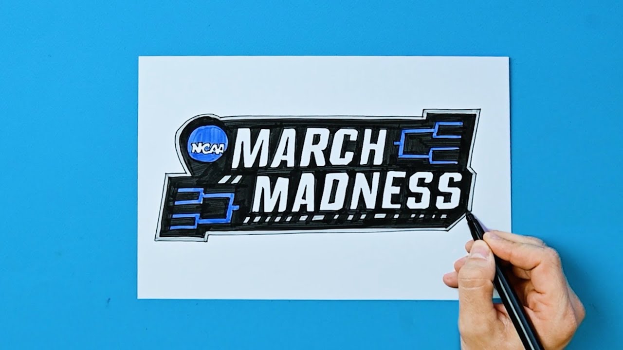 How to draw NCAA Basketball March Madness logo