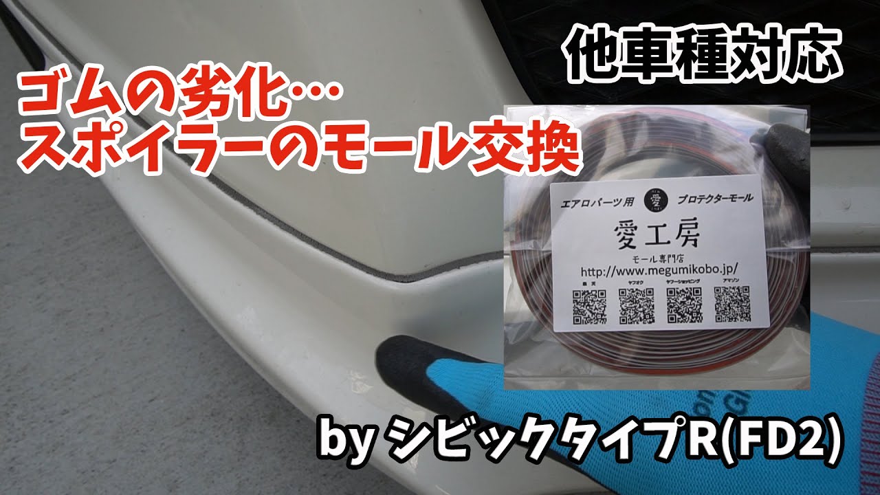 【モールの劣化】愛(めぐみ)工房 スポイラーのゴムモール交換 無限リップ シビックタイプR FD2[Drivlog#29]