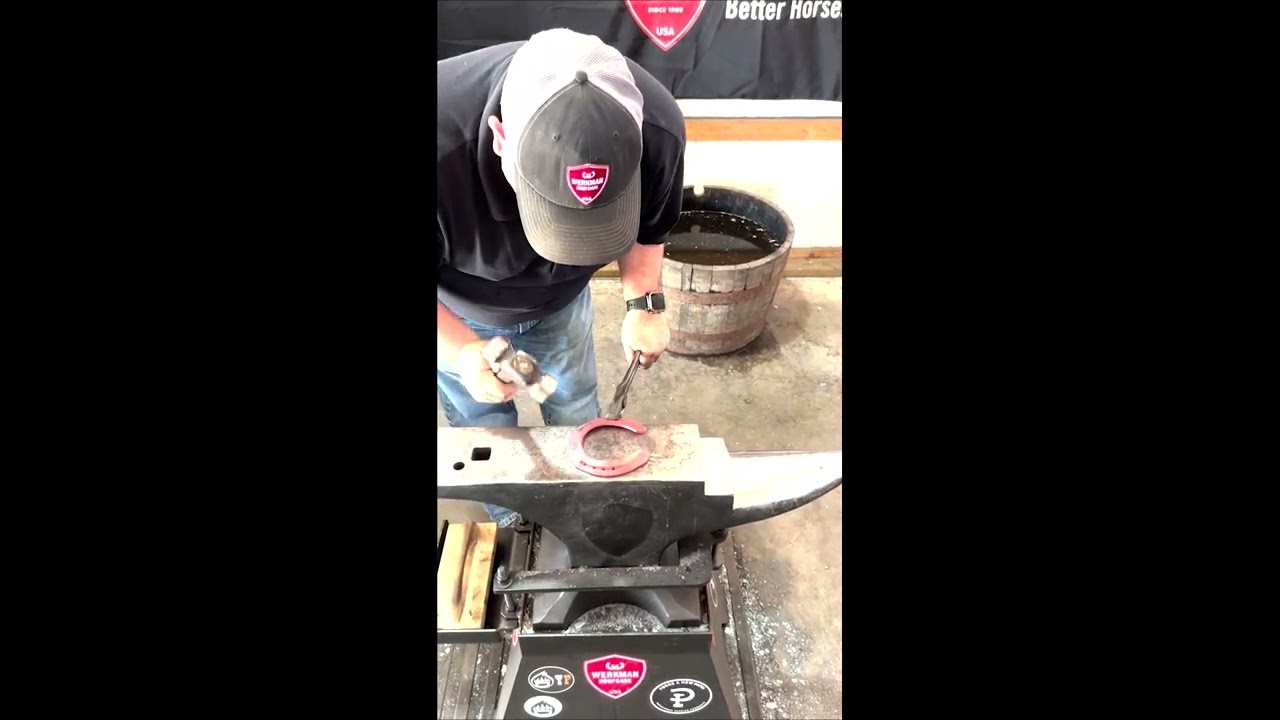 Jamey Carsel, CJF - Werkman USA team farrier demonstrating the  Salad Bowl Shoe