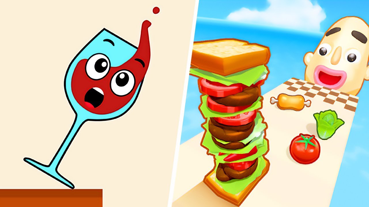 Satisfying Mobile Games ... Spill It!, Sandwich Run, Sandwich Runner, Juice Run, Ball Run 2048