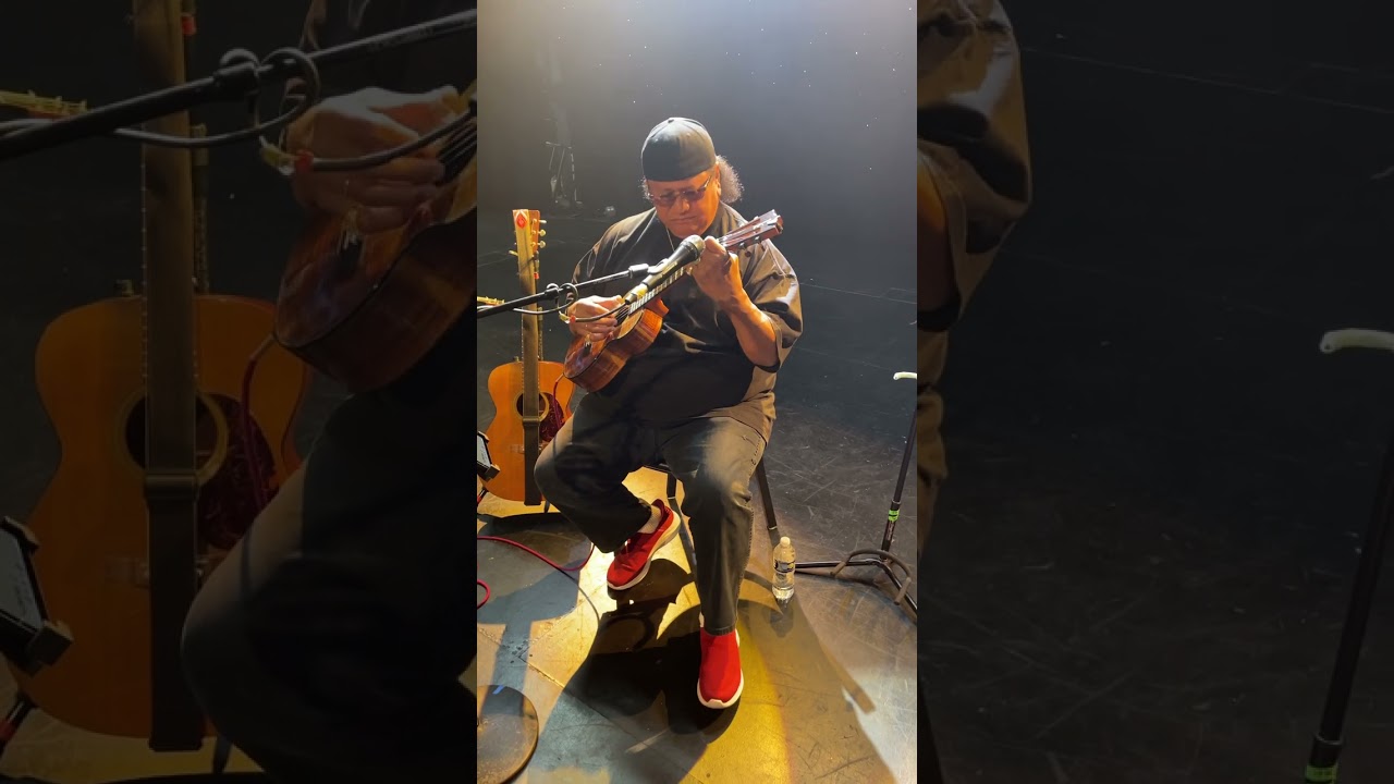 Ledward Kaapana playing a Kamaka Tenor ukulele at Triple Door sound check
