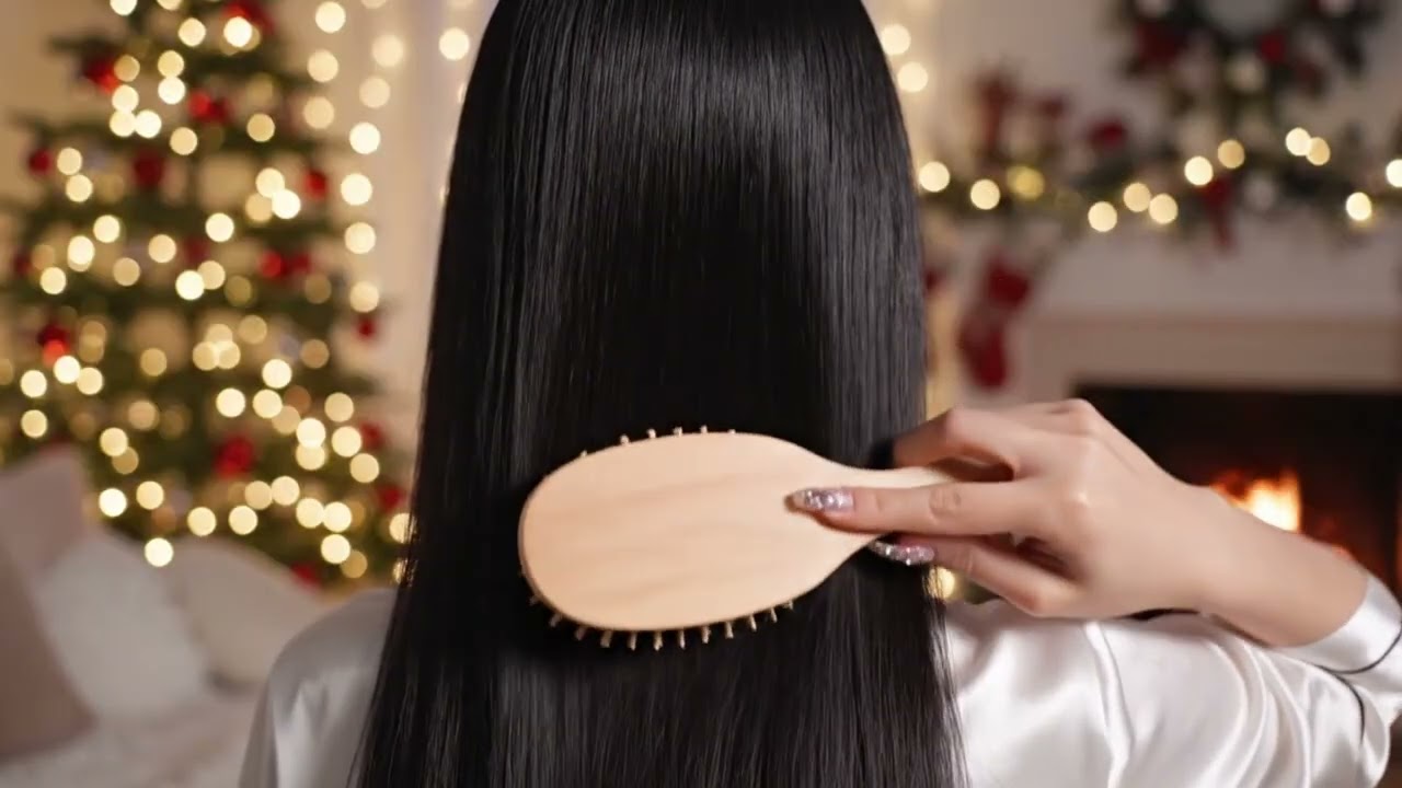 💜 Satisfying ASMR Hair Brushing for Stress Relief | No Talking | Christmas