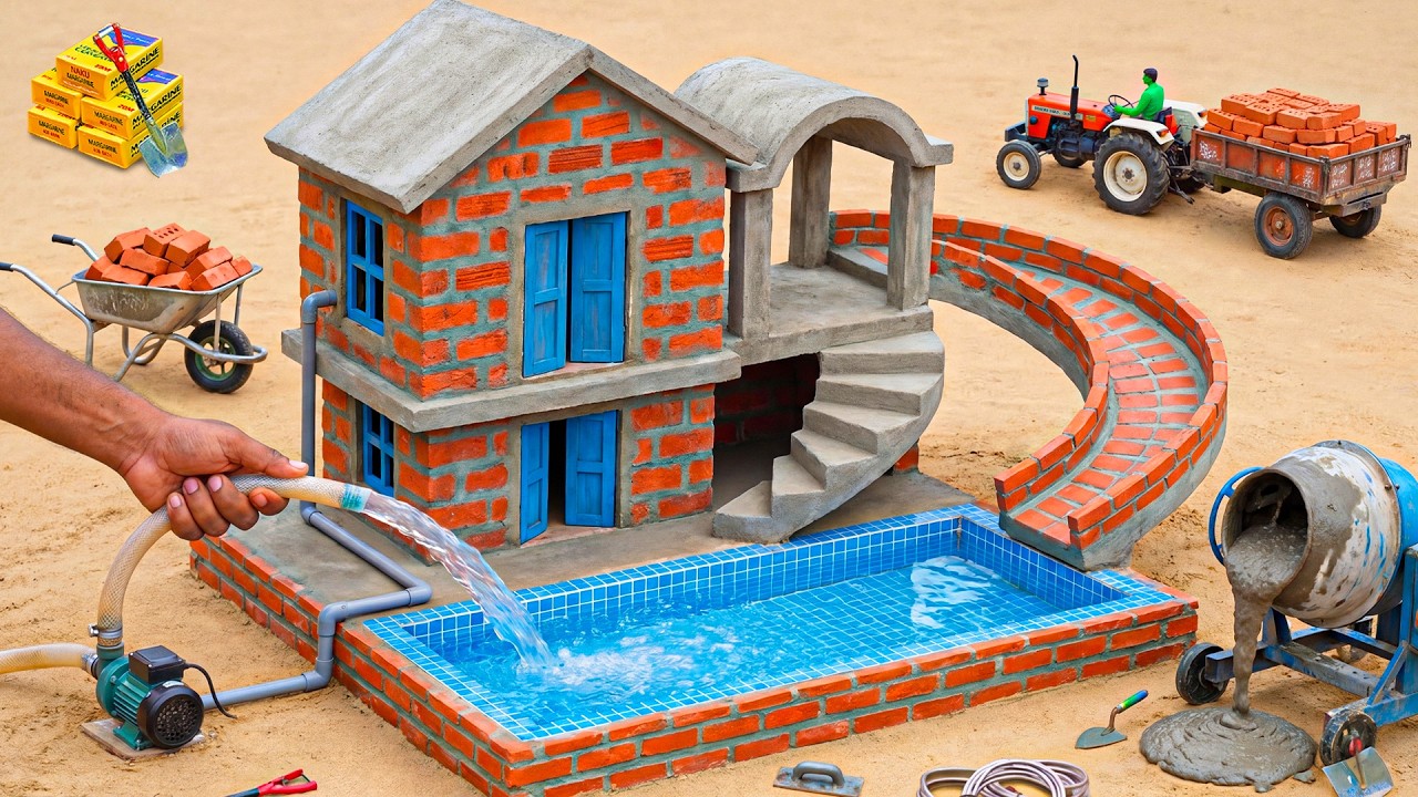 DIY Mini Cemented House Construction | Realistic Mini Bricks and Cemented House with Mini Truck