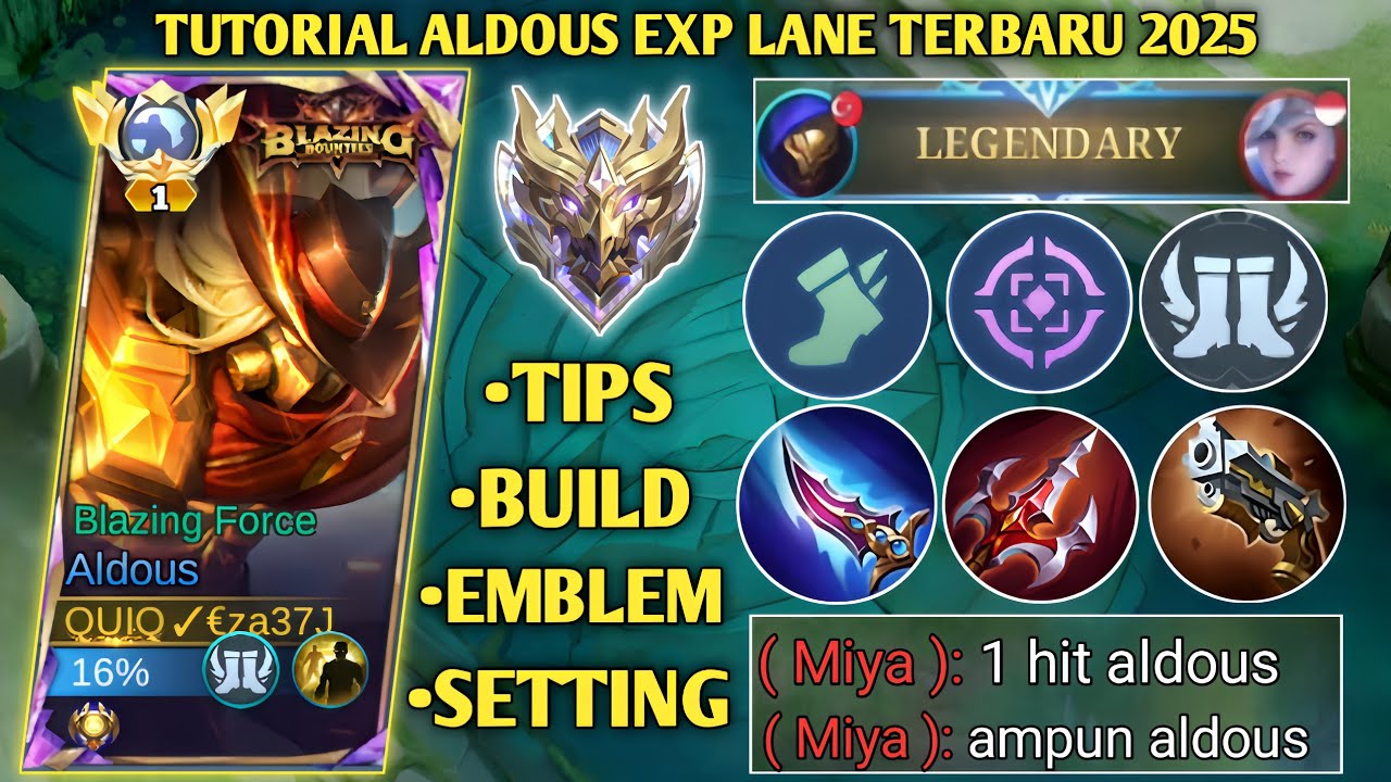 TUTORIAL ALDOUS EXP LANE TERBARU 2025! TIPS, BUILD, ROTASI, EMBLEM | ALDOUS BEST BUILD 2025 - MLBB
