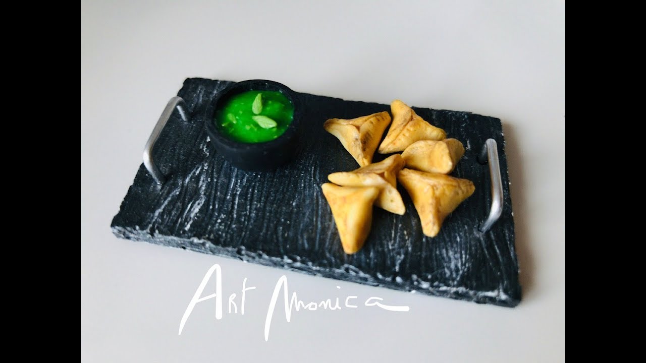 Samosa ( Indian Food ) Miniature : Polymer Clay DIY