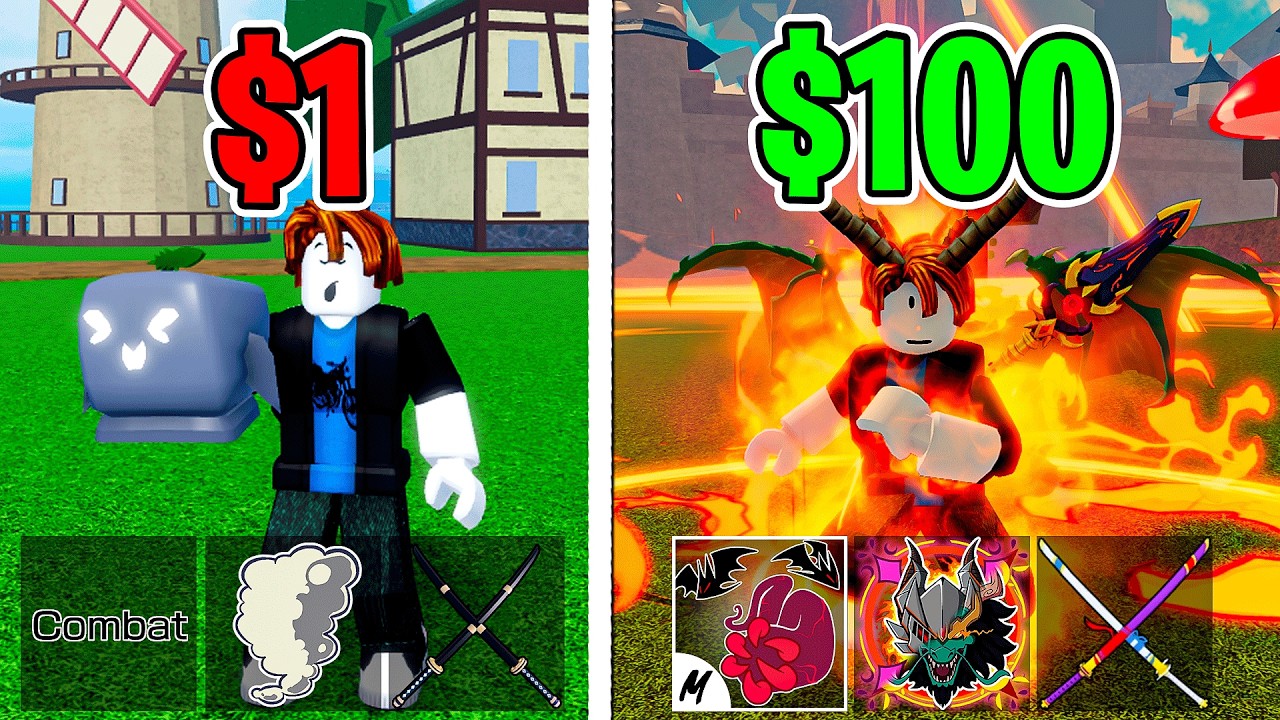 CONTAS DE $10 VS $100 no BLOX FRUITS!!