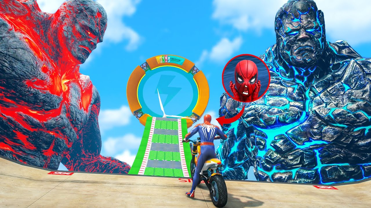 SPIDERMAN нашел самую большую проблему TITAN | Халк, Power Rangers MotorCycles Racing Challenge #183