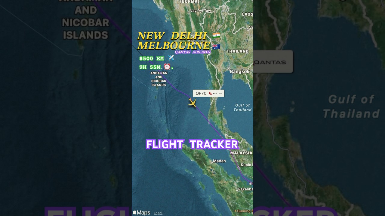 NEW DELHI 🇮🇳 TO MELBOURNE 🇦🇺 FLIGHT ROUTE || QANTAS AIRLINES || 