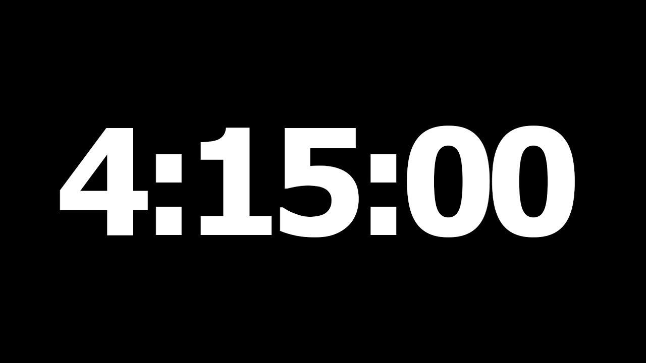 4 Hour 15 Minute Countdown Timer | Study | Focus | No Music