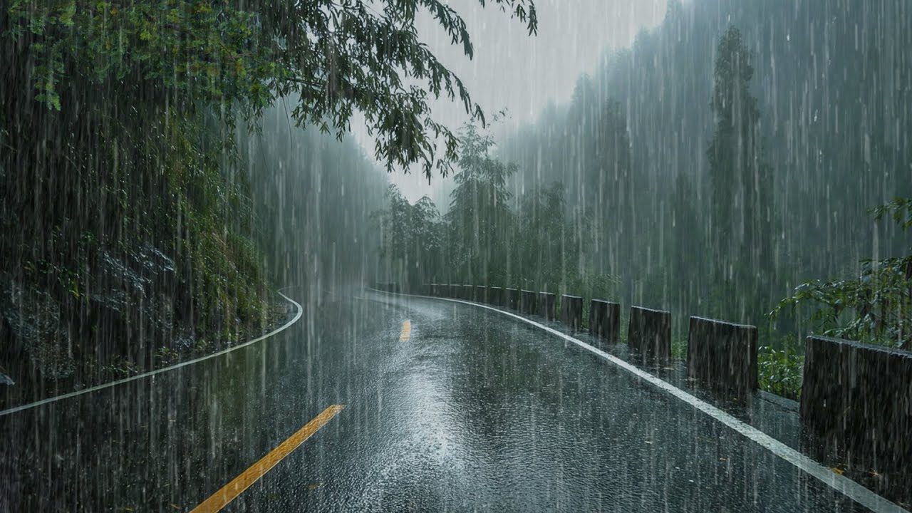 Rain noises for sleep on a Quiet Trail &ndash; Heavy Rain & Thunder Sounds | Natural White Noise