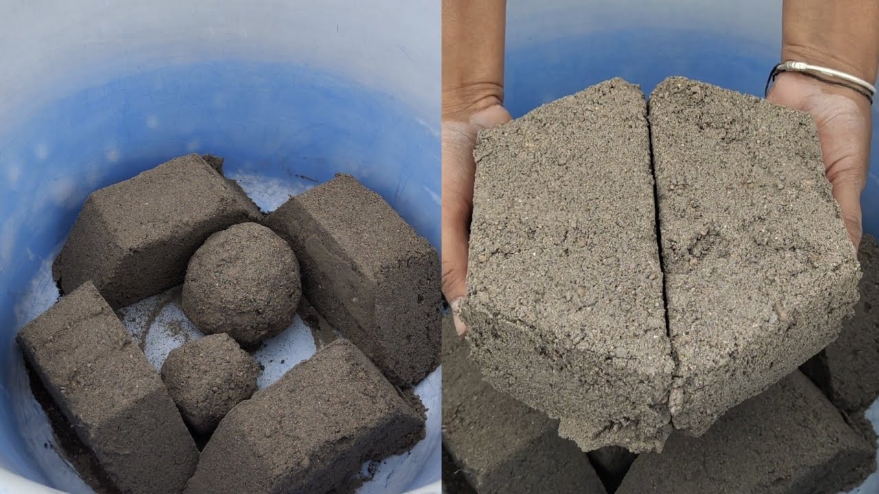 Asmr - black charcoal with red sand crumbling dry and water 💦💦