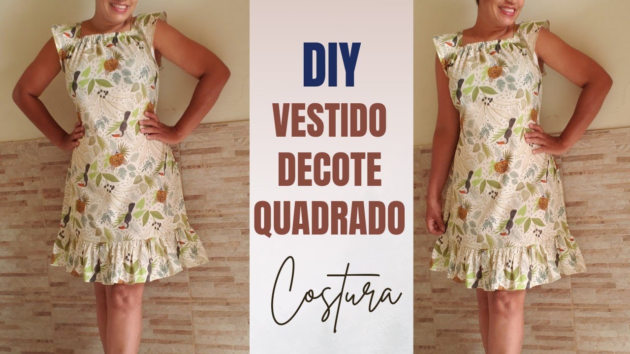 VESTIDO DECOTE QUADRADO CORTE E COSTURE