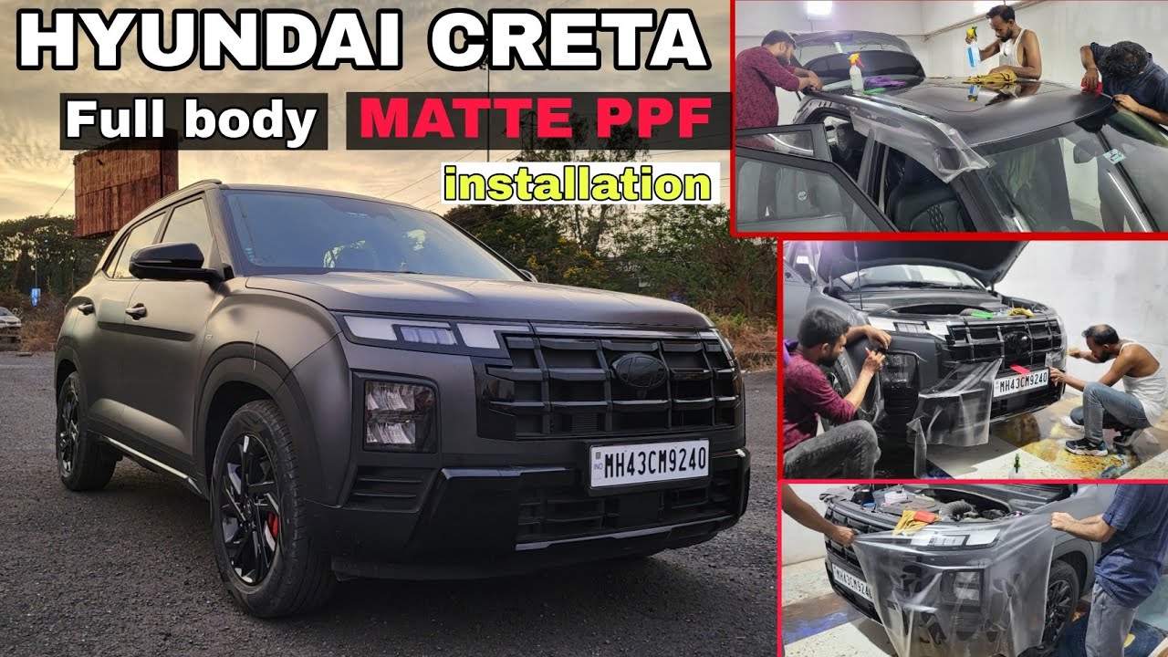 Hyundai Creta matte and glossy ppf installation #hyundaicreta #cretaknightedition #matteppf #ppf