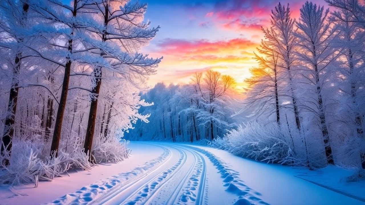 Beautiful Winter Landscapes with Peaceful Music  Relax, Study, Sleep