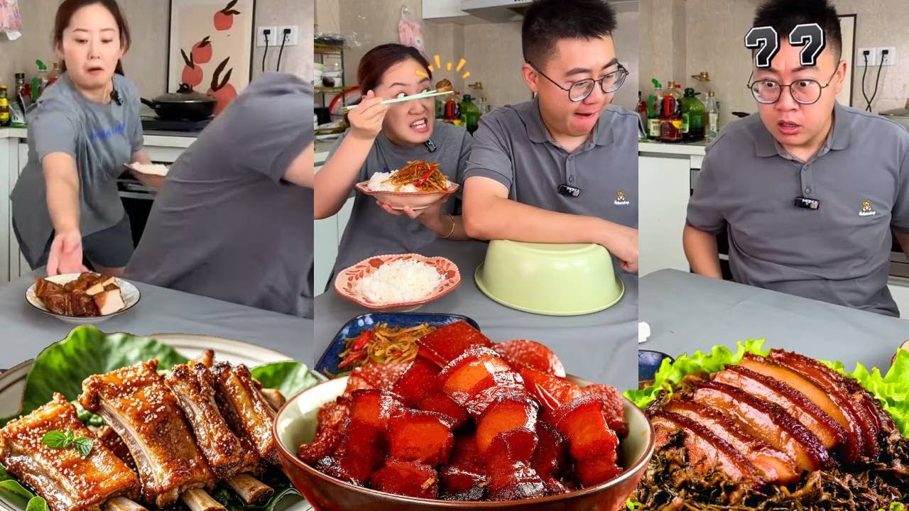 自私儿子想独吞红烧肉，趁他不注意我偷换位置，红烧肉全被我吃光啦【林小志】