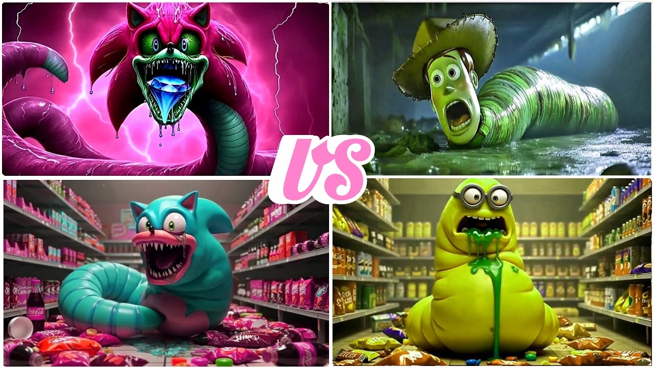 SONIC EXE🆚️WOODY EXE🆚️SONIC MINION EAT DIRTY CANDY AND TURN INTO A MONSTER