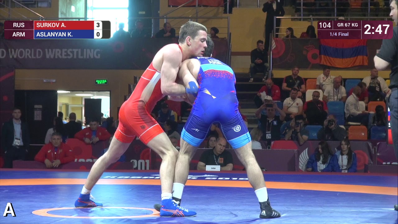 1/4 GR - 67 kg: A. SURKOV (RUS) v. K. ASLANYAN (ARM)