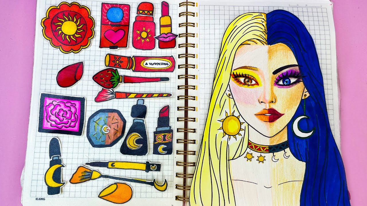 [‍✨Paperdiy✨] Sun and Moon Makeup Tutorial 💄💋 ASMR Paper Play 💄💋 Satisfying Video