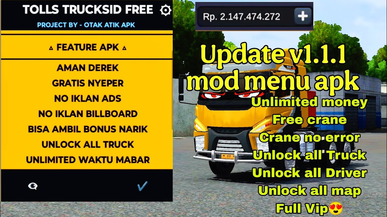 Share!!! Truck Simulator Indonesia v1.1.1 mod menu APK