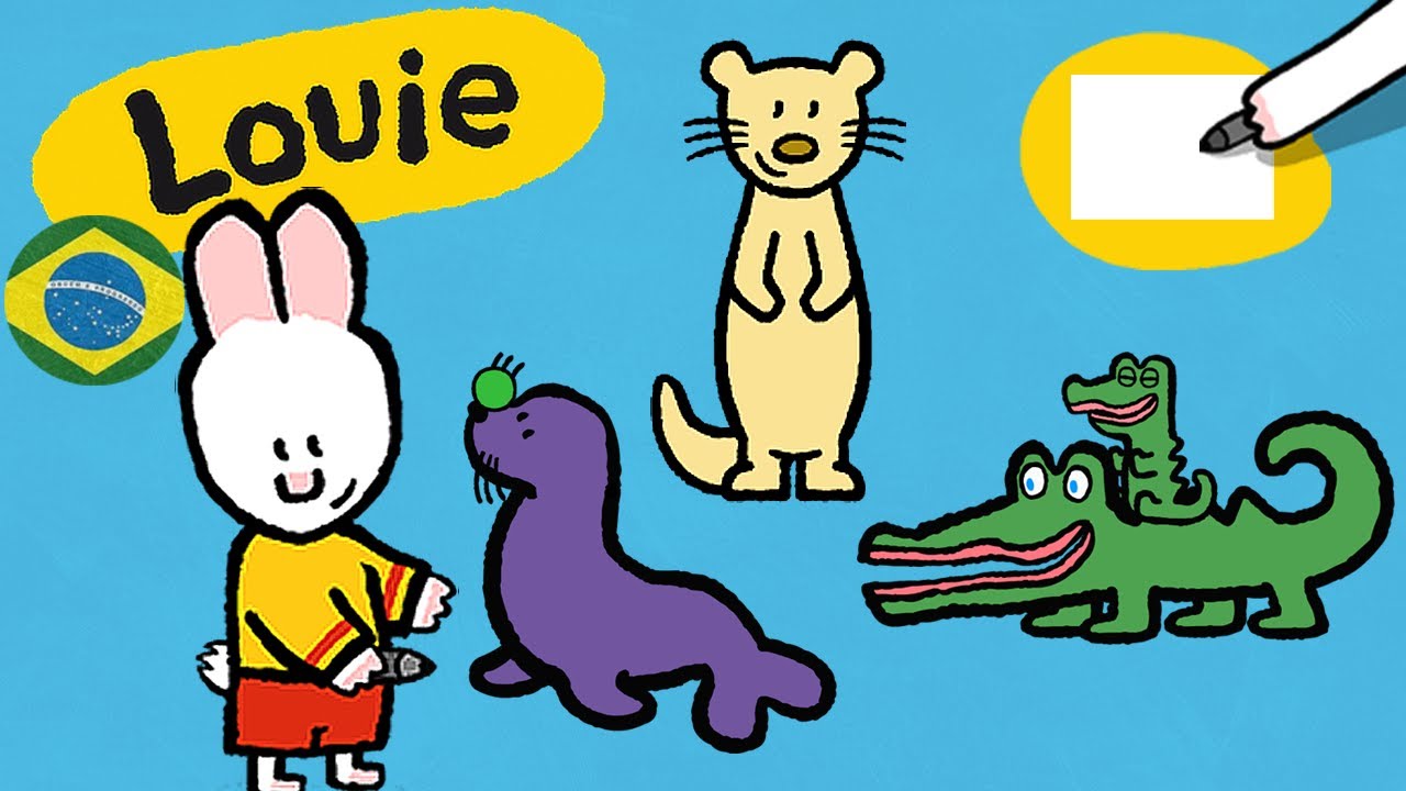 Louie, desenhe me 🎨 ✐ Louie, desenhe me animais anfíbios  ✐ | Desenhos animados para crianças