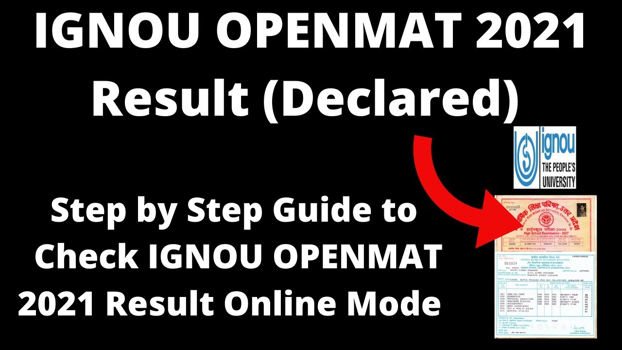 IGNOU OPENMAT 2021 Result (Declared) - How to Check Officially IGNOU OPENMAT 2021 Result Online Mode