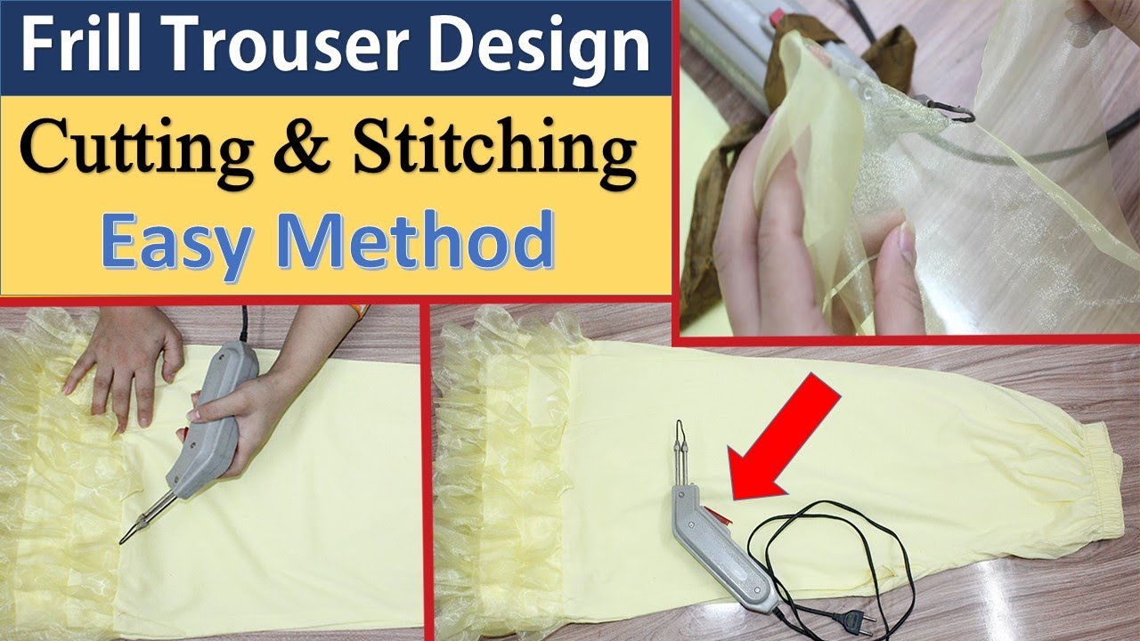 Trouser Design with Frill cutting and stitching || Frill Poncha design #faridieas #trouserdesign