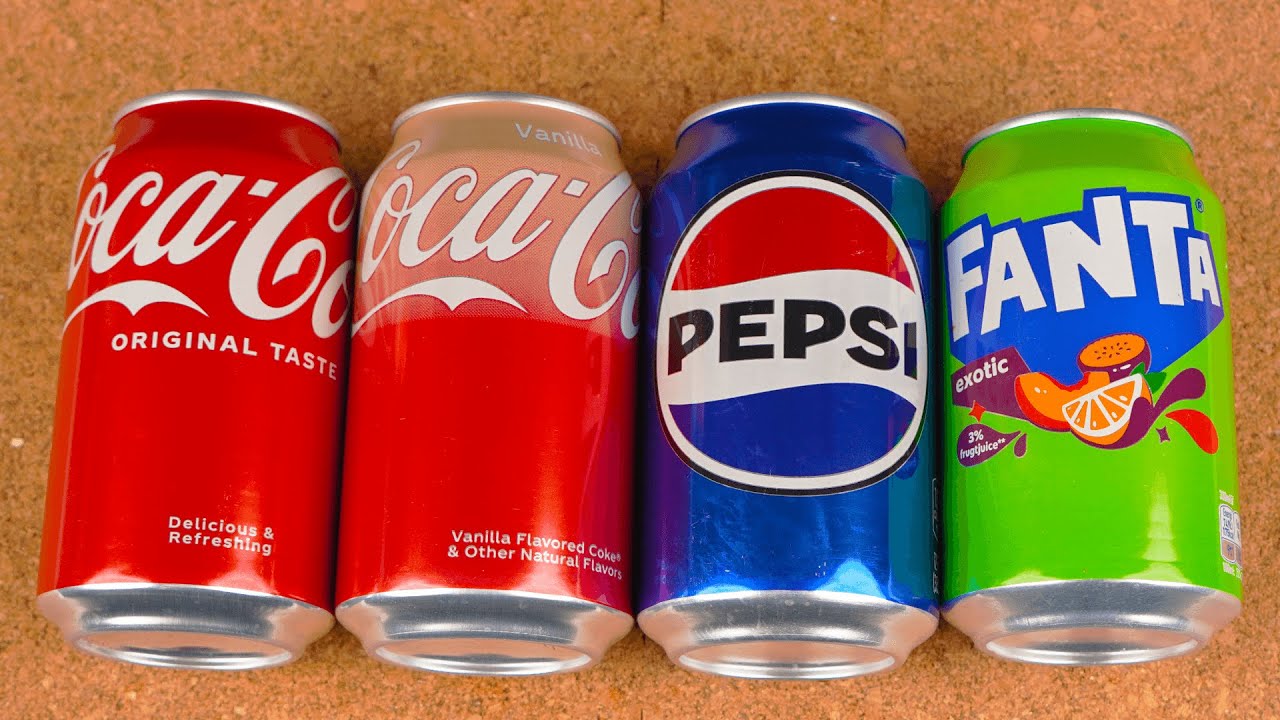 Satisfying video ASMR unboxing COCA COLA, COCA COLA VANILLA, PEPSI, FANTA EXOTIC, Opening soda cans