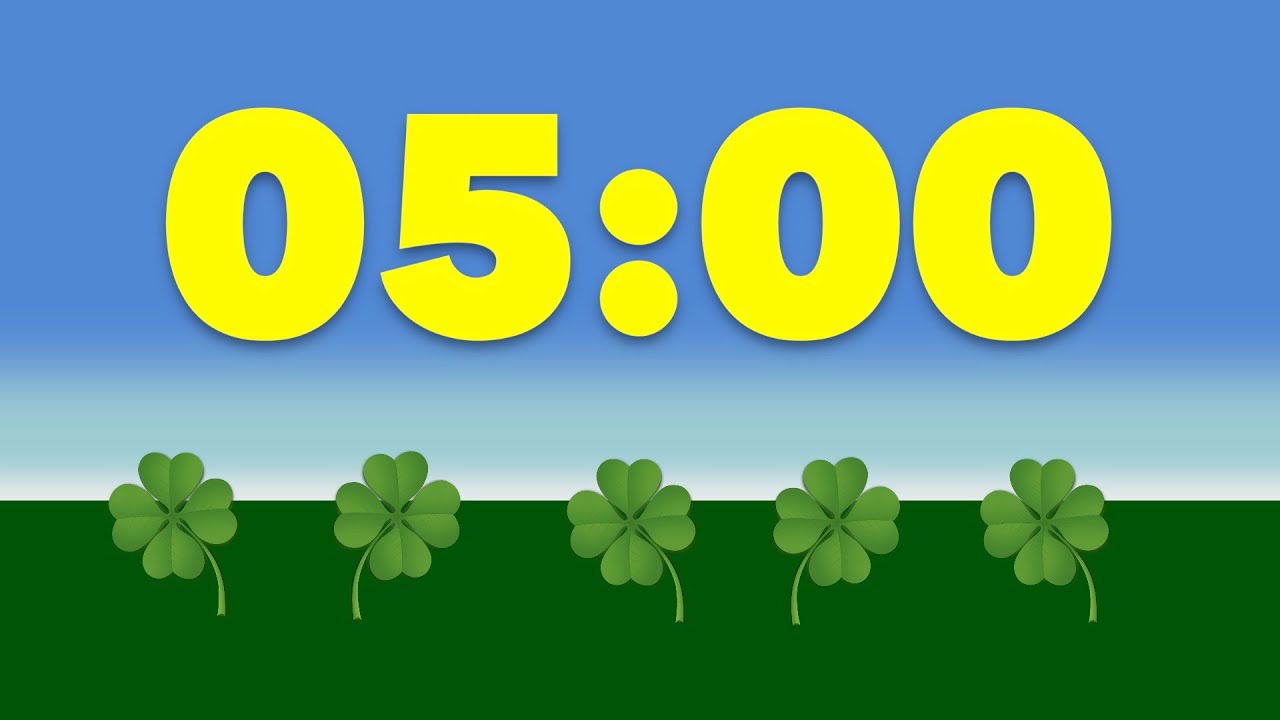 5 Minute St. Patrick's Day Timer: Shamrock, Four-Leaf Clover ☘️ Animated Timer