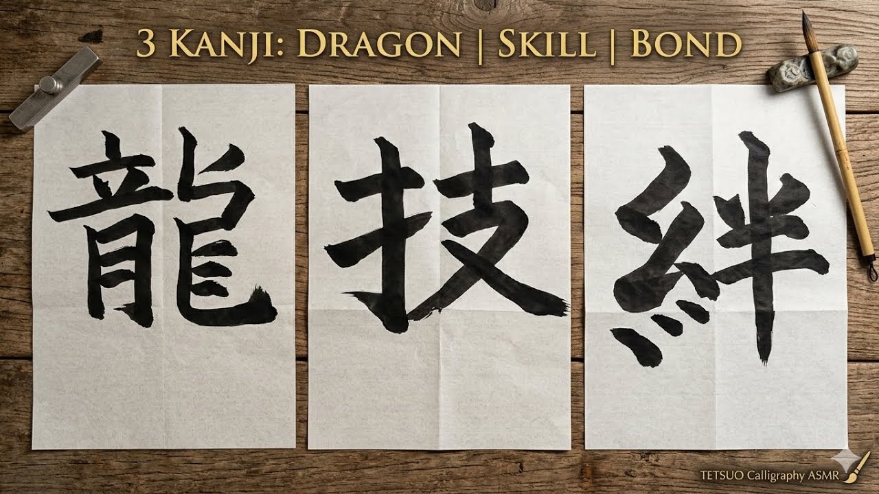 The Spirit of Japan: Dragon, Skill, and Bond | Calligraphy ASMR #Zen #Japan