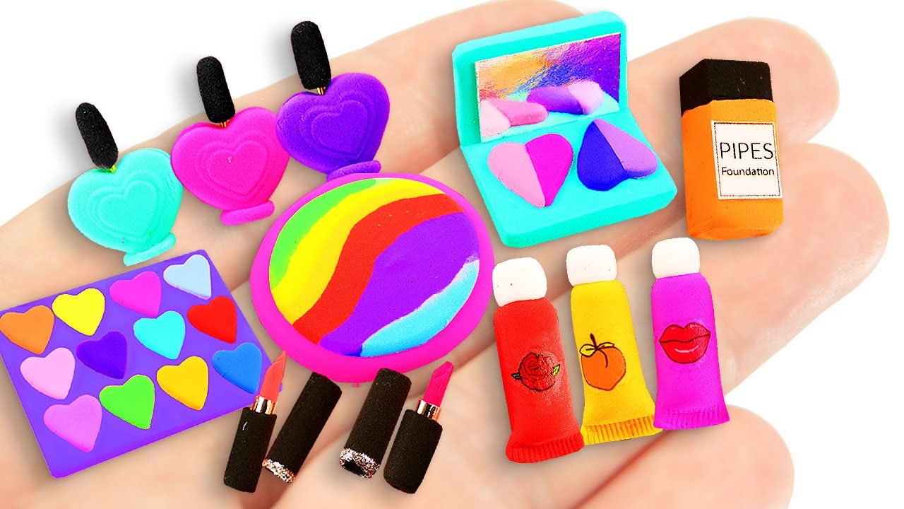 20 DIY Miniature Clay Makeup Crafts for Dolls