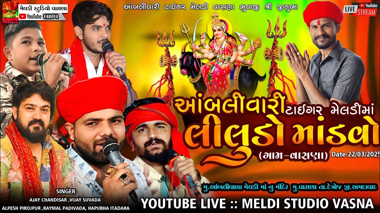 આંબલીવાળી ટાઈગર મેલડીમાઁ માંડવો | ગામ-વાસણા Ajay chandisar, Alpesh pirojpur, Vijay Suvada, Raymal