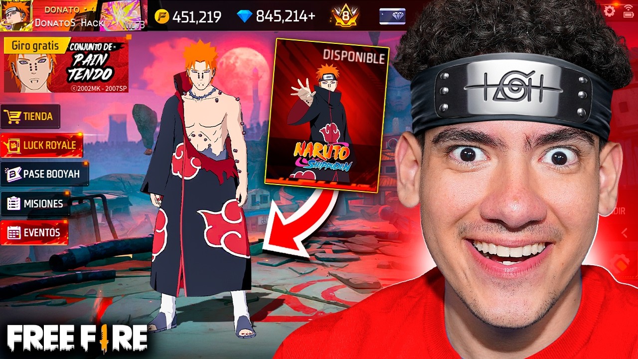 COMPRE LA SKIN de PAIN en FREE FIRE POR EL CAPÍTULO 2 de NARUTO y DESTRUI LA ALDEA !! - TheDonato