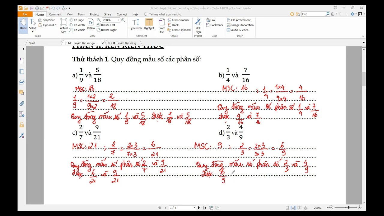 Toán 4. Luyện tập rút gọn và quy đồng mẫu số phân số [Cực Hay] Cô Trang TopMath