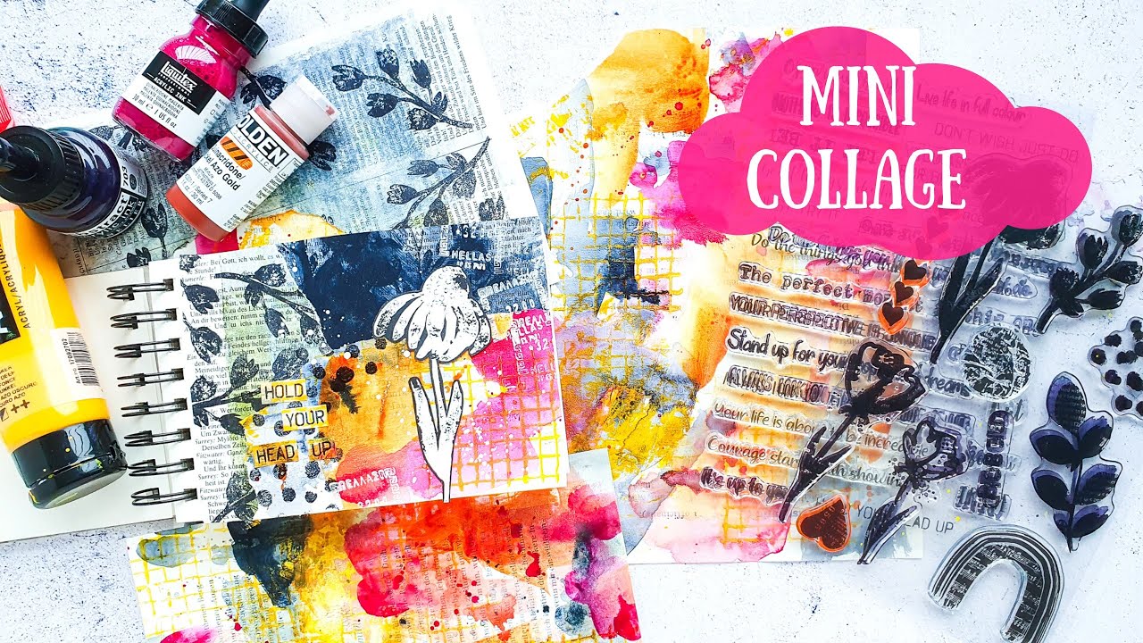 Mixed Media Collage in my Art Journal & NEW STAMPS