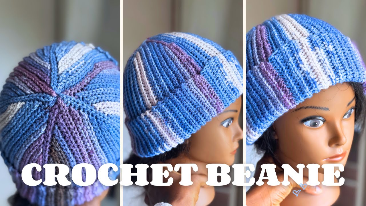 Ribbed crochet beanie tutorial | No bunching beanie | Knit looking crochet