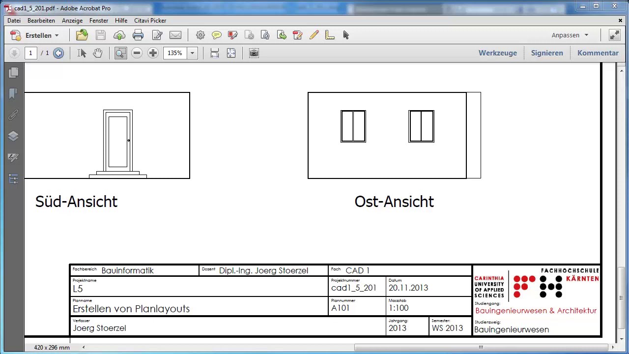 AutoCAD 2D L5 Ü3-3: Layouten – Planrahmen und Schriftfeld einfügen und konfigurieren