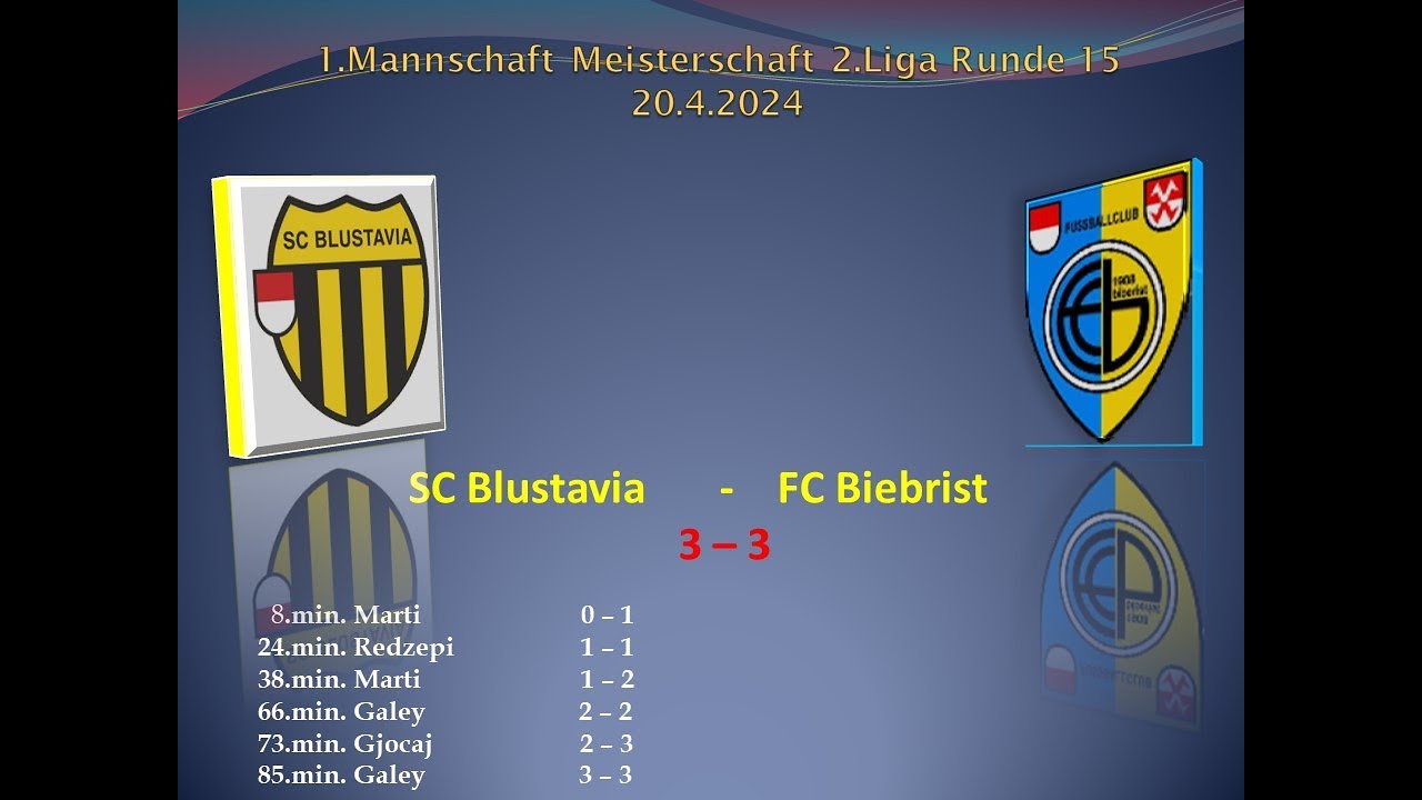 1.Mannschaft Meisterschaft 2.Liga SC Blustavia - FC Biberist