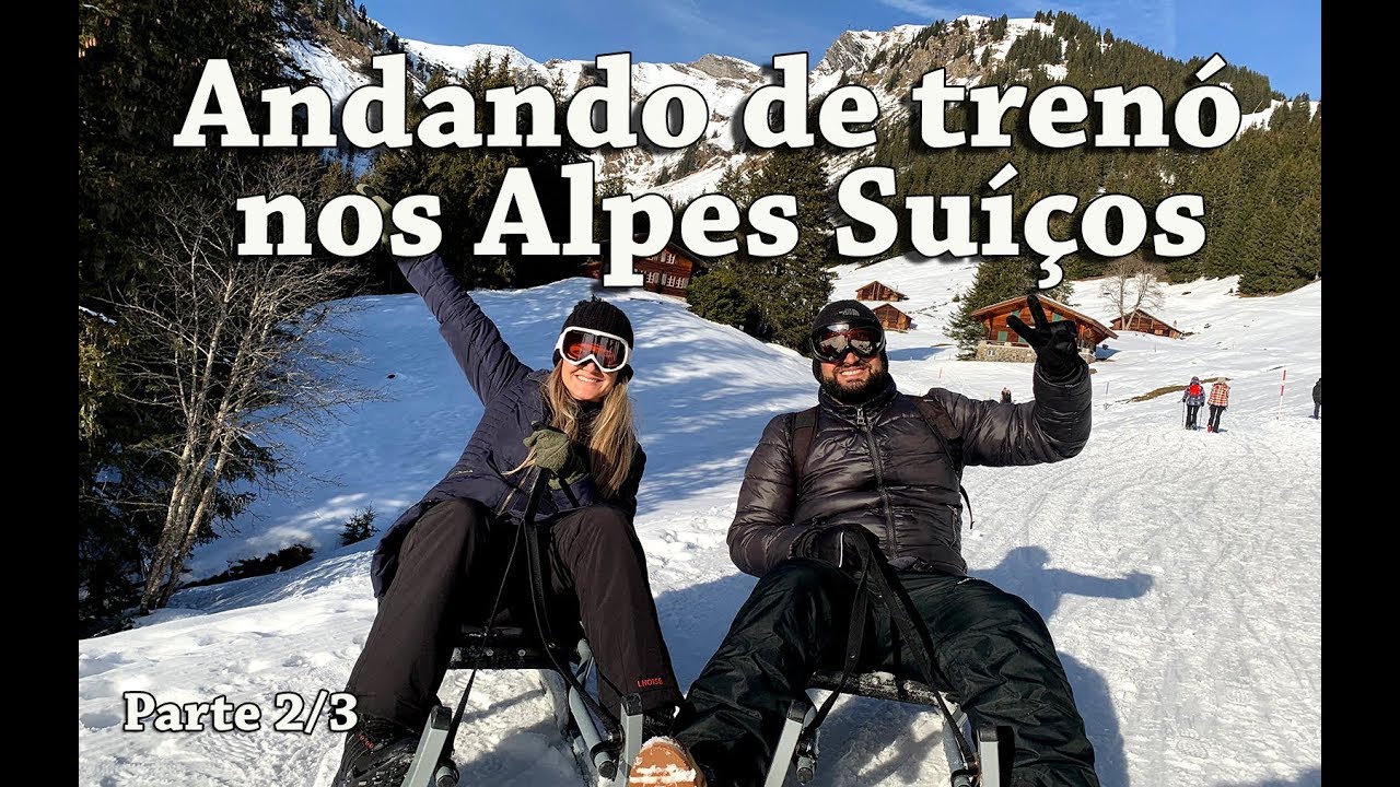 Brincando na neve!⛄ Andando de trenó (Sledding) nos Alpes Suíços! Grindelwald - Suíça (Parte 2/3) 4K