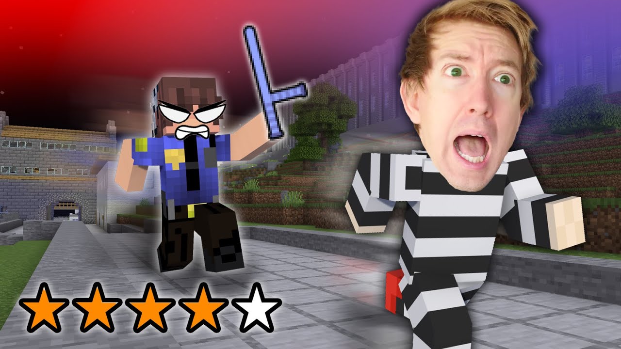 Cops and Robbers on Alcatraz, in Minecraft