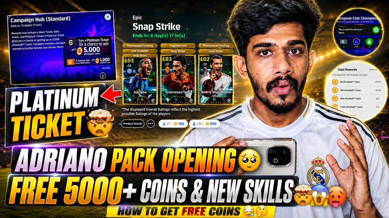 Free 7000+ Coins😱🤯😍How To Get This in Efootball27 🔥🤔New Adriano Pack Opening in Efootball27🙌💀