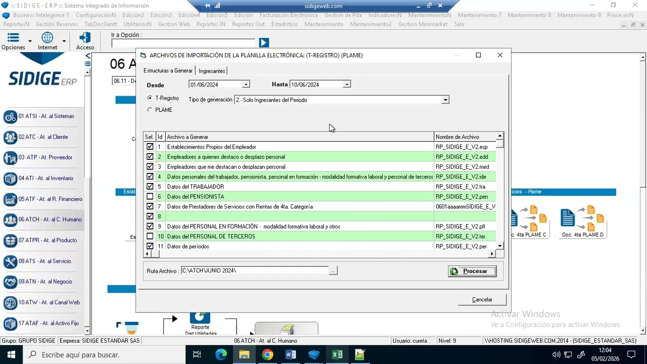 ATCH 06 11 Generacion de Archivos para T registro y Plame   T9721