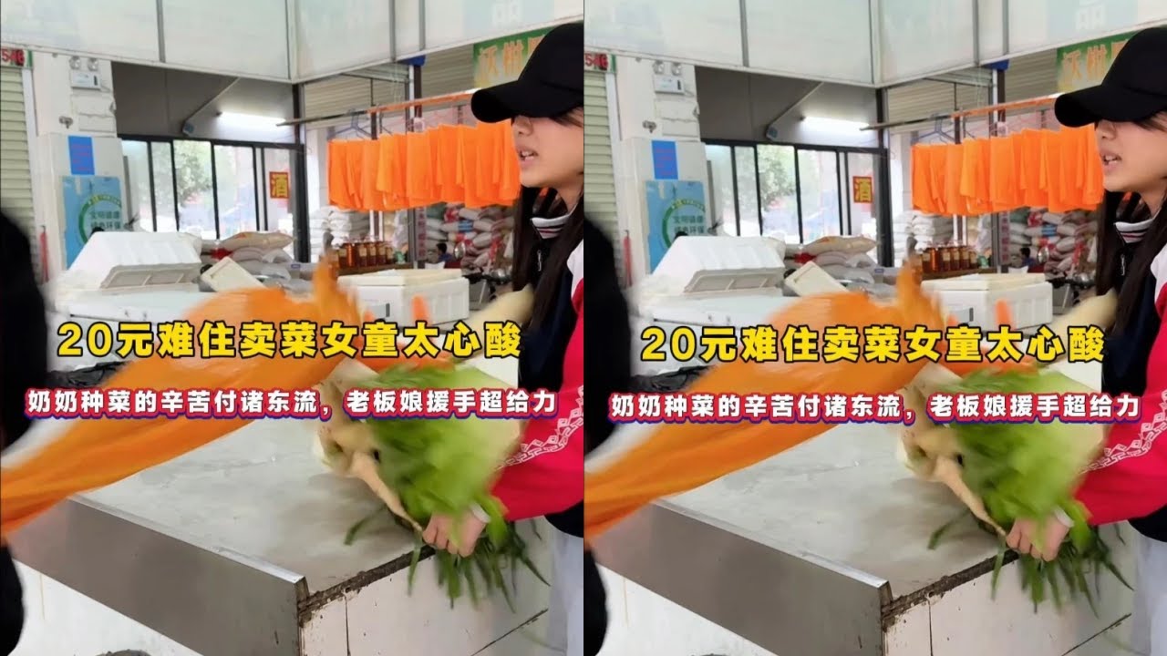 20元难住卖菜女童太心酸，奶奶种菜的辛苦付诸东流，老板娘援手超给力