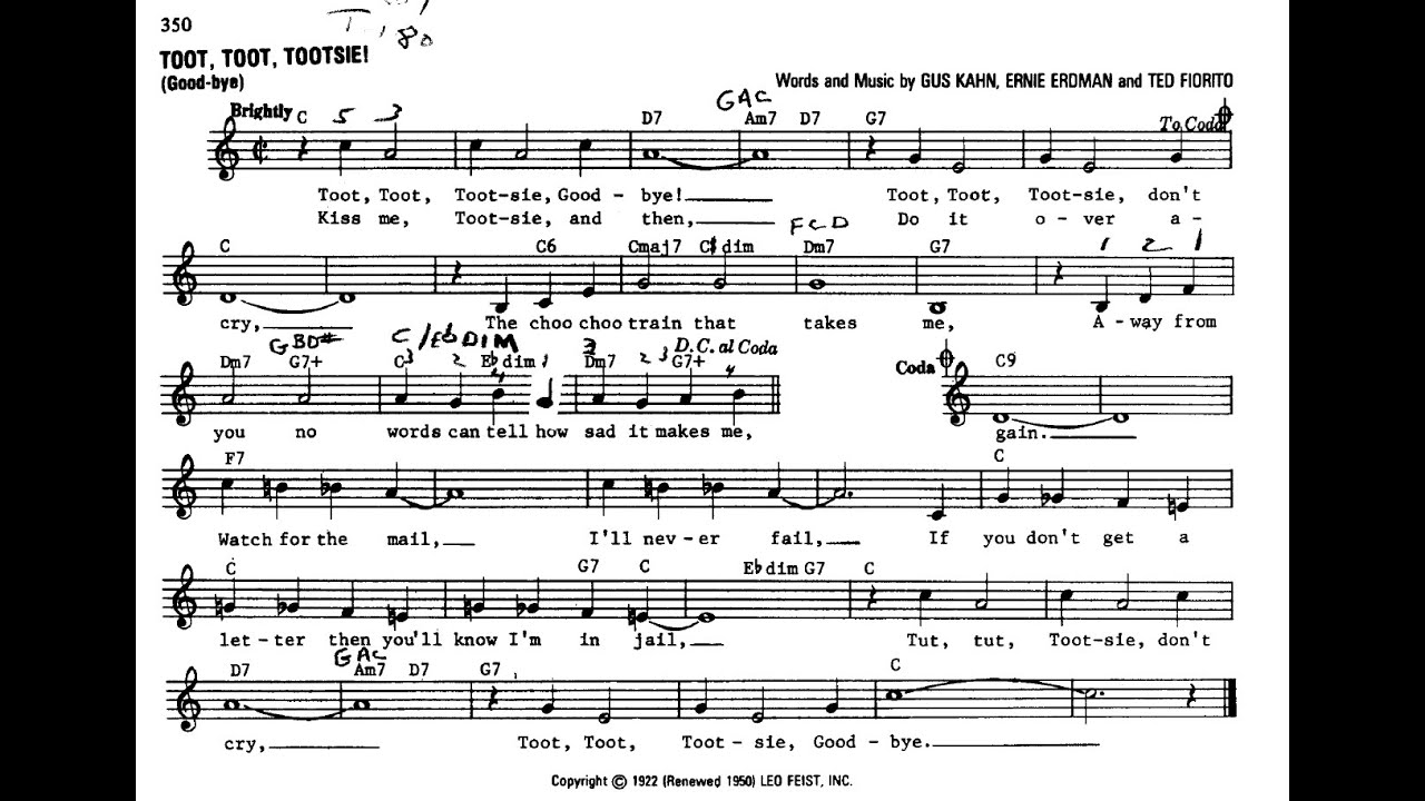 BACKING TRACK - TOOT, TOOT, TOOTSIE (Gus Kahn, E Erdman, T Fiorito) C 230 BPM SWING