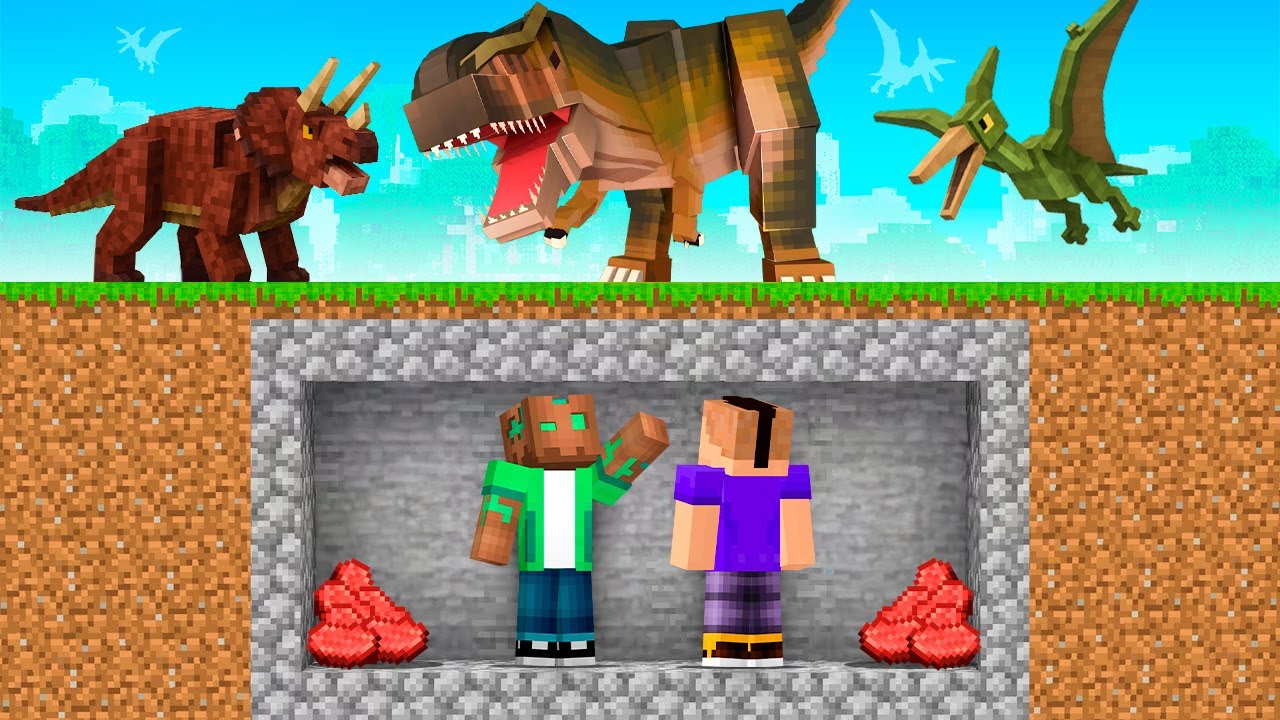 DINOSAURIOS vs BUNKER SECRETO en Minecraft!