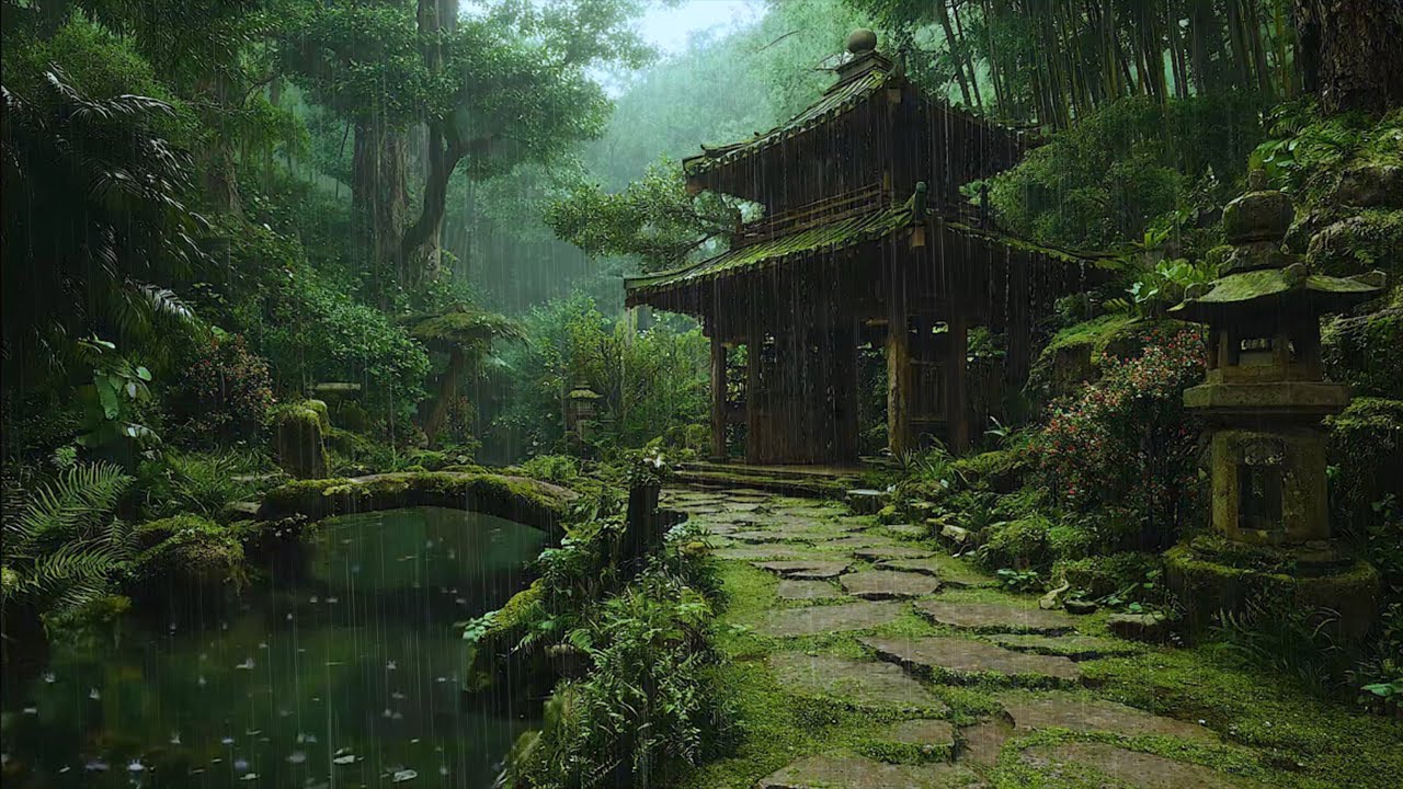 Discover Peaceful Sleep with Rain in Japanese Forest Temple 🍀 Let The Rain Be Your Lullaby