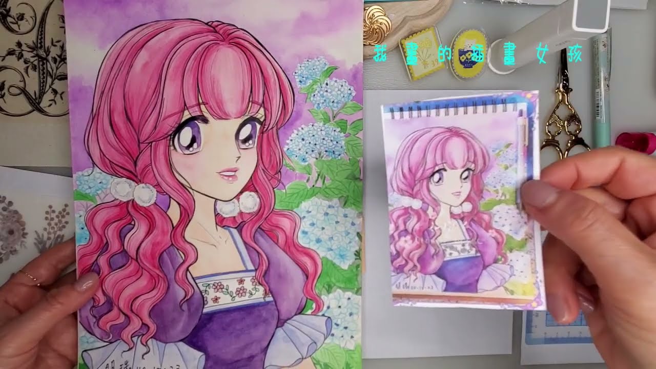 用我畫的插畫女孩來製作拼貼🌸🌼🌻🌺🌸在沒有課的時間製作手帳拼貼🥰🥰🥰#紙膠帶#便籤#插畫#麥克筆#手工#手繪#手作#拼貼