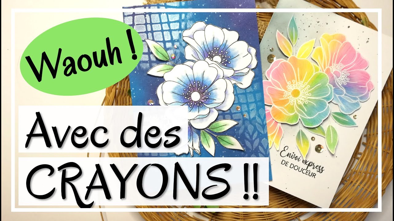 WAOUH !! JUSTE avec des CRAYONS DE COULEUR ! 3 façons !! MA-GNI-FIQUE !! tuto carterie DIY Scrap