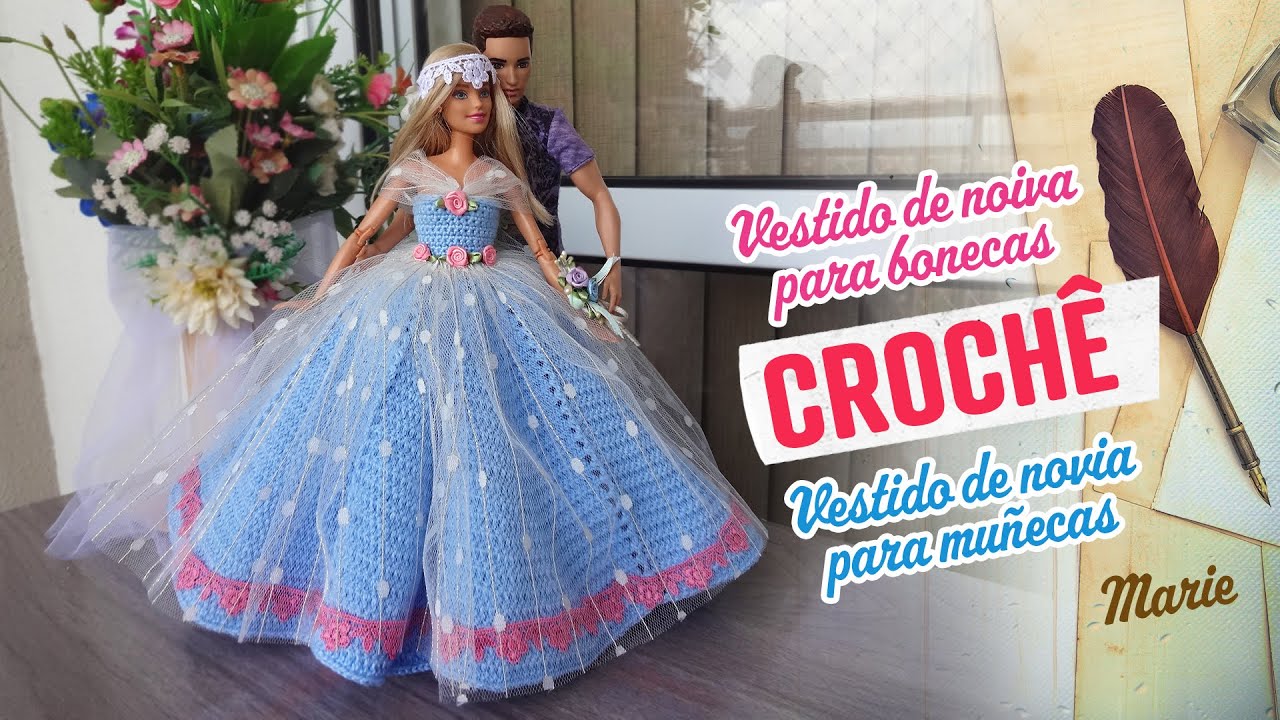 Vestido de Noiva Marie em Crochê para Barbie