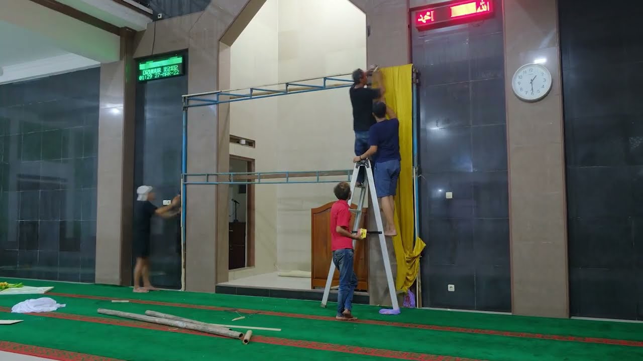 DEKORASI PERSIAPAN ISRA MI'RAJ DI MASJID AL ISHLAH (TIMELAPSE)
